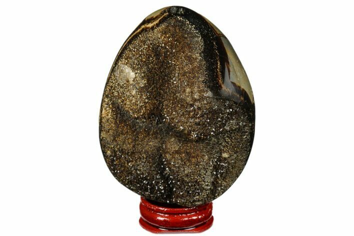 Septarian Dragon Egg Geode - Black Crystals #177393